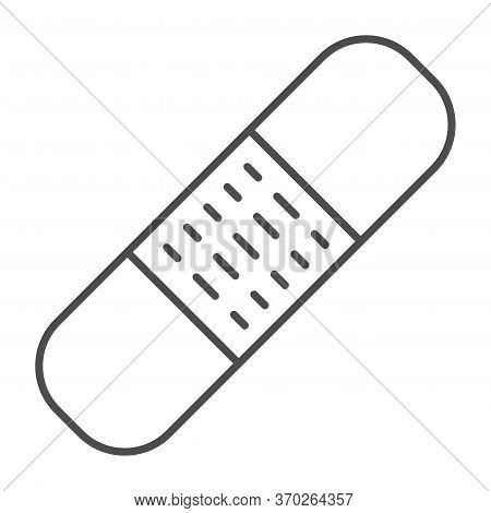 Medical Patch Thin Line Icon, Medicine Concept, Plaster Sign On White Background, Band Aid Icon In O