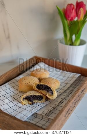 Mohnzelten, Typical German Cookies Filled With Poppy Seeds
