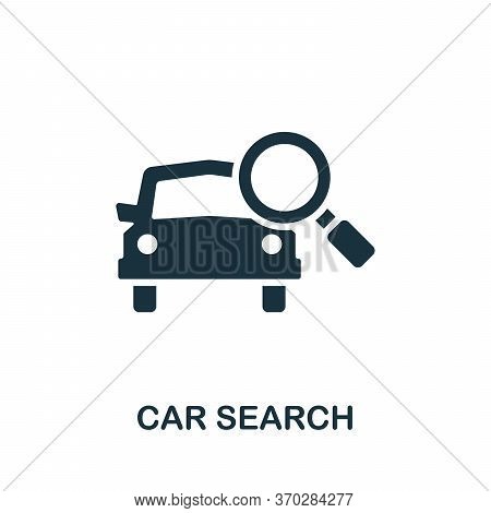 Car Search Icon. Simple Element From Carsharing Collection. Creative Car Search Icon For Web Design,