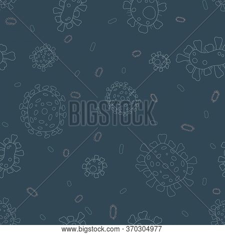 Bacterial Microorganism Pattern. Flat Background With Microbes. A Microorganism And Allergen Picture