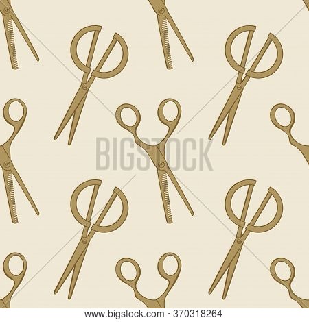 Scissors. Hairdresser's Scisors. Seamless Vector Pattern (background).