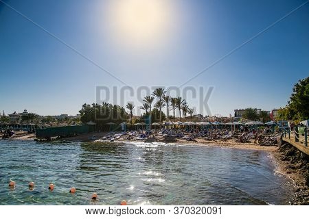 Hurgada, Egypt- Jan 26 , 2020: People rest in the resort hotel at Hurgada, South Sinai, Egypt.