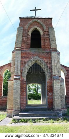 Looking Up At Ruins Of Catholic Church Built In 1883 And Closed 1952 Left As Tribute To Congregation