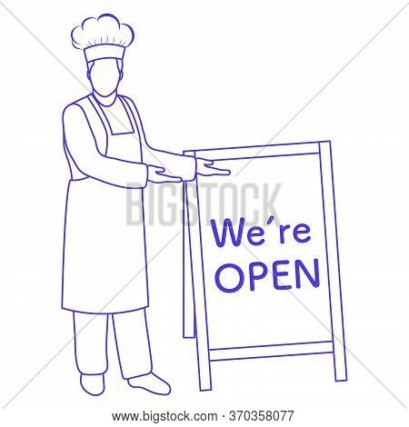 Vector Illustration Reopening Of Cafe, Restaurant After Covid-19 Quarantine, Coronavirus Pandemic. C