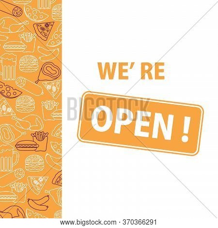 Vector Illustration Reopening Of Street Food Trading, Pizza Shops, Fast Food Cafe After Covid-19 Qua
