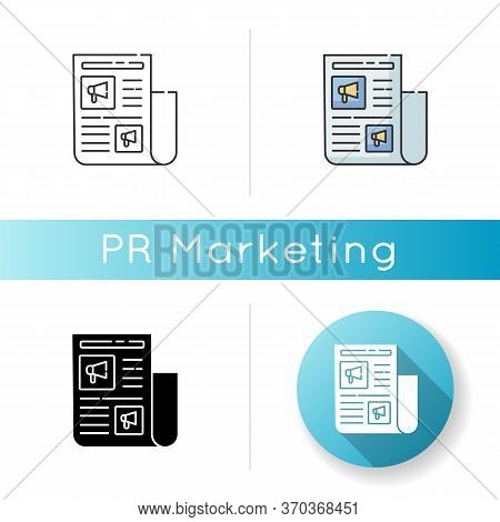 Advertorial Icon. Native Advertisement In Newspaper. News For Engagement. Journalist Article To Prom