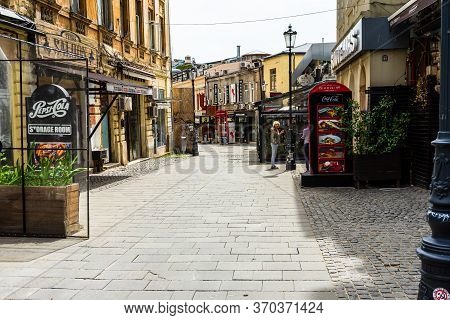 Empty Tables At Local Restaurants In Old Town Bucharest Due To Coronavirus Worldwide Outbreak Crisis