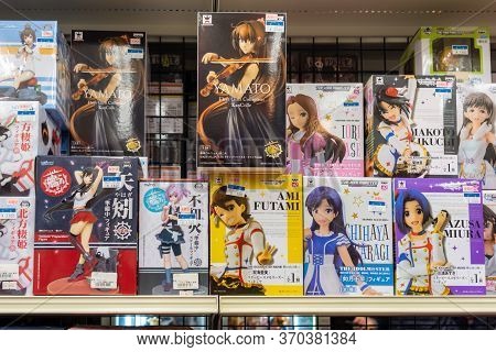 Tokyo / Japan - October 21, 2017: Packs Of Playing Cards Featuring Anime Characters At Card World Ak