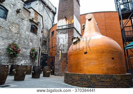 Dublin, Ireland - July 2, 2019: Entrance To The Old Jameson Distillery, Smithfield Square In Dublin,
