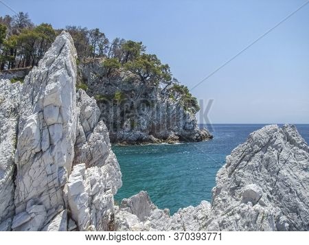 Amarantos Rocks At Skopelos Island At The Sporades In Greece