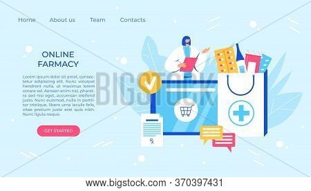 Online Pharmacy Concept. Pharmacist Helps To Collect An Order On The Site.