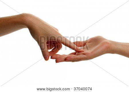Lesen Sie die Linien-Hand, isolated on white