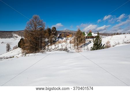 View Of Ulagan Highlands In Altay Mountains In The Winter, Siberia, Russia