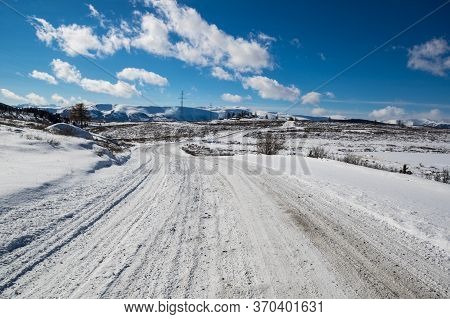 View Of Ulagan Highlands In Altay Mountains In The Winter, Siberia, Russia