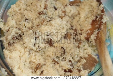 Dish With Mushroom And Couscous In A Plate