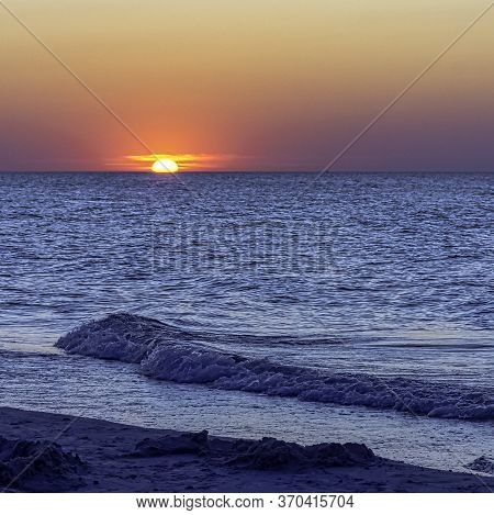 Sunset Over Baltic Sea In Lubiatowo, Pomerania, Poland