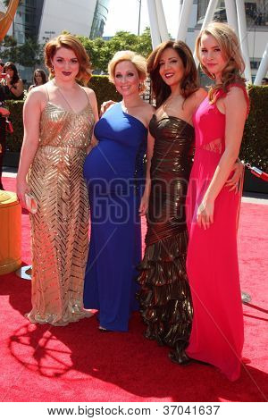 LOS ANGELES - SEP 15: Jennifer Stone, Leigh-Allyn Baker, Maria Canals-Barrera, Bridget Mendler arri