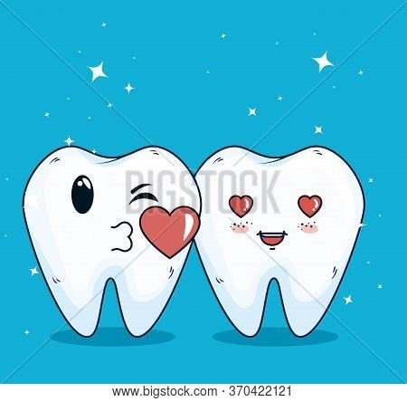 Teeth Helathcare With Hygiene Medicine Treatment Vector Illustration