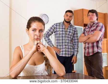 Unhappy Woman Having Troubles With Family At Home
