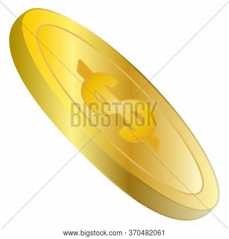 Us Dollar Symbol. Coin. Color Vector Illustration On An Isolated White Background. Flat Style. Monet