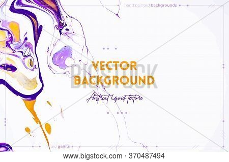 Fluid Art Texture. Backdrop With Abstract Swirling Paint Effect. Liquid Acrylic Artwork With Trendy 