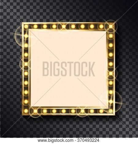 Vector Right-angled Sparkling Border, Empty Banner With Place For Text. Square Glittering Frame With