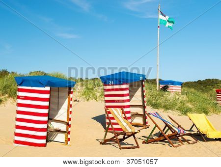 Stribet strandstol på ø Borkum