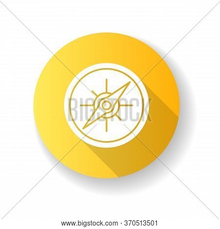 Compass Yellow Flat Design Long Shadow Glyph Icon. Marine And Land Navigation, Direction Guide Tool.