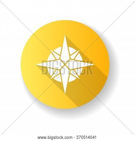 Rose Of Winds Yellow Flat Design Long Shadow Glyph Icon. Traditional Maritime Navigation Guide. Card