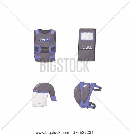 Police Personal Protective Equipment Flat Color Vector Objects Set. Officer Outfit. Attack Defense, 
