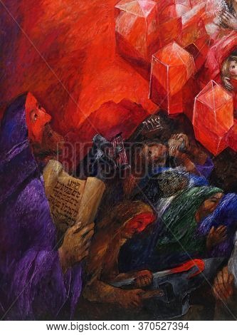 BAD URACH, GERMANY - OCTOBER 21, 2014: The prophet Isaiah, the Old Testament, detail of high altar by Sieger Koder in St. Joseph's Church in Bad Urach, Germany