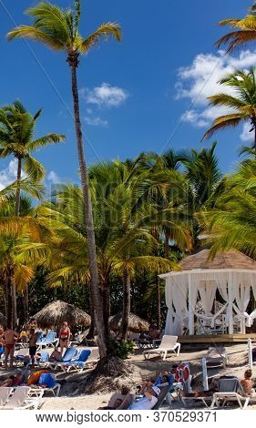 Dominican Republic, Bayahibe, Catalonia Gran Dominicus Hotel -12 June 2019: Tropical Beach In Caribb