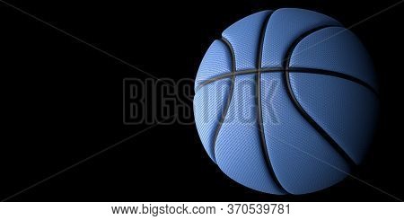 Blue Basketball with Gold Line Design dark Background. Basketball in the air and texture with dots. 3D illustration. 3D rendering high resolution.