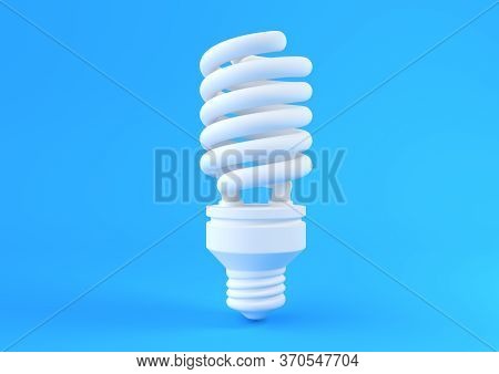 Energy saving fluorescent lightbulb isolated on pastel blue background. Minimal crative concept. 3D rendering illustration