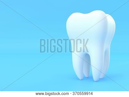 Dental Model Of Premolar Tooth On Blue Background. Concept Of Dental Examination Teeth, Dental Healt