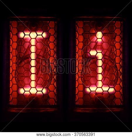Nixie Tube Indicator Set Of Letters The Whole Alphabet. The Letter I.