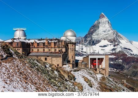 Gornergrat Observatory Station Near The Zermatt Town In The Valais Canton Of Switzerland