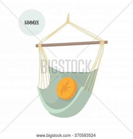 Hammock For Relaxation. Flat Style. Vector Stock Illustration. Isolated On A White Background.
