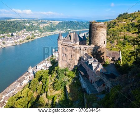 Katz Castle Or Burg Katz Is A Castle Ruin Above The St. Goarshausen Town In Rhineland-palatinate Reg