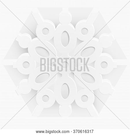 Paper Cut Flower Ornament Element. White Geometric Flower Cut From Paper. Wedding Decoration. Decora