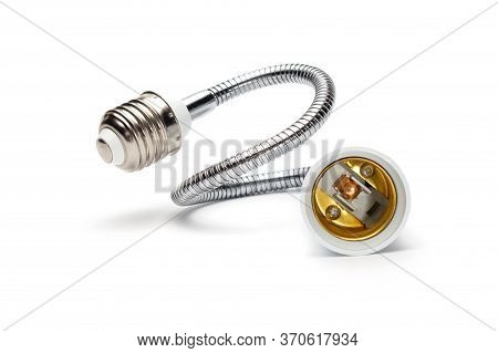 Extender On A Socle For A Bulb On A White Background. Isolate