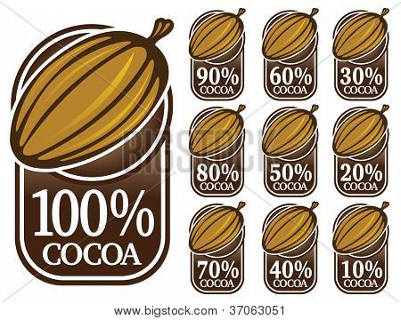 100% ココア シール/マークス/アイコン