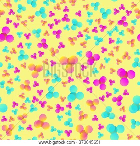 Seamless Pattern Of Stylized Colorful Balls In Pink And Yellow Style. Background For Textile And Oth