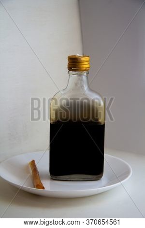 Russian High Degree Traditional Drink With Orange Appetizer