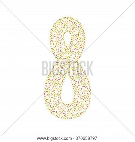 Number Eight Silhouette Decorated With Colored Dashes. Vector Illustration, Easy To Edit, Manipulate