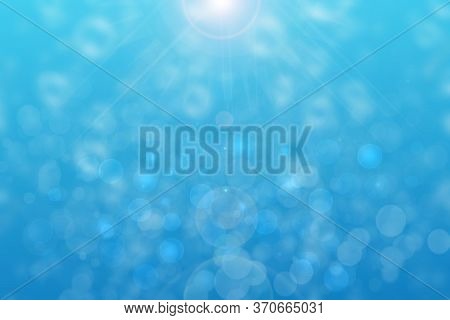 Abstract Underwater Illustration. Nice Abstract Gradient Blue White Lightening Bokeh Background With