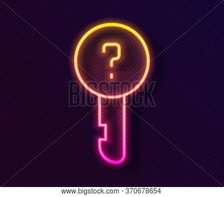 Glowing Neon Line Undefined Key Icon Isolated On Black Background. Vector