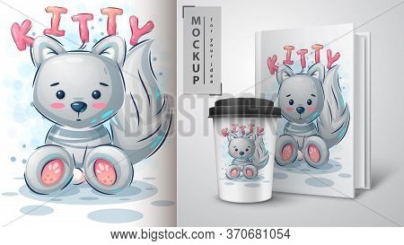 Cat, Kitty Poster And Merchandising. Vector Eps 10