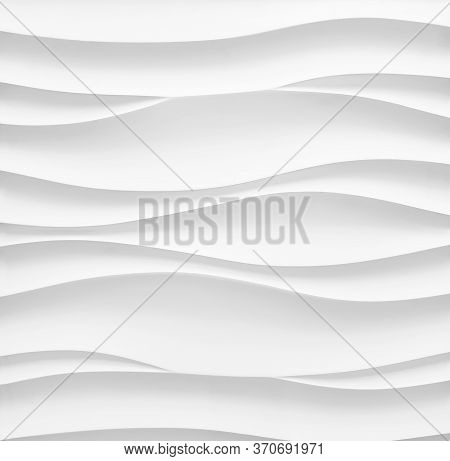Wavy Background. Interior Wall Decoration Or Panel Pattern. White Background Of Abstract Waves.