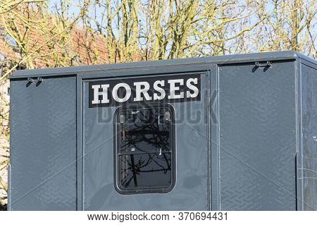 Horse Box With Door And Window With The Inscription Horses